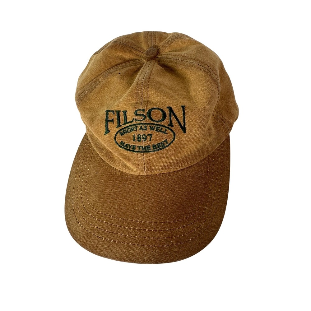 Filson Tin Cloth Logger Cap Tan Brown Waxed Canvas Hat Made in USA 60060 LG